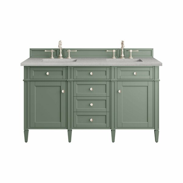 James Martin Vanities Brittany 60in Double Vanity, Smokey Celadon w/ 3 CM Eternal Serena Top 650-V60D-SC-3ESR